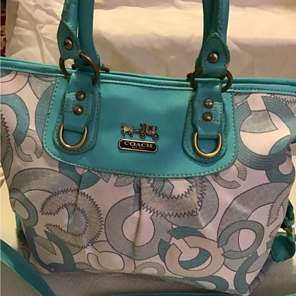 Coach Blue and White Satchel - Picture 4 of 6